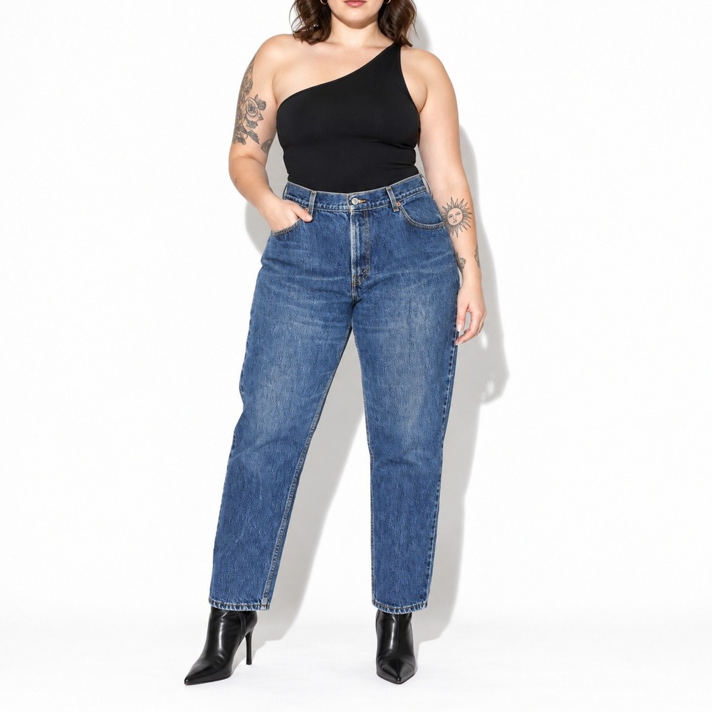 90s Vintage Levis 550 Relaxed Tapered Jeans Womens 14 Dark Stone Wash Denim